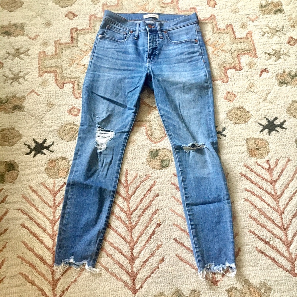 Madewell Skinny 9” high rise raw hem skinny jeans 27P